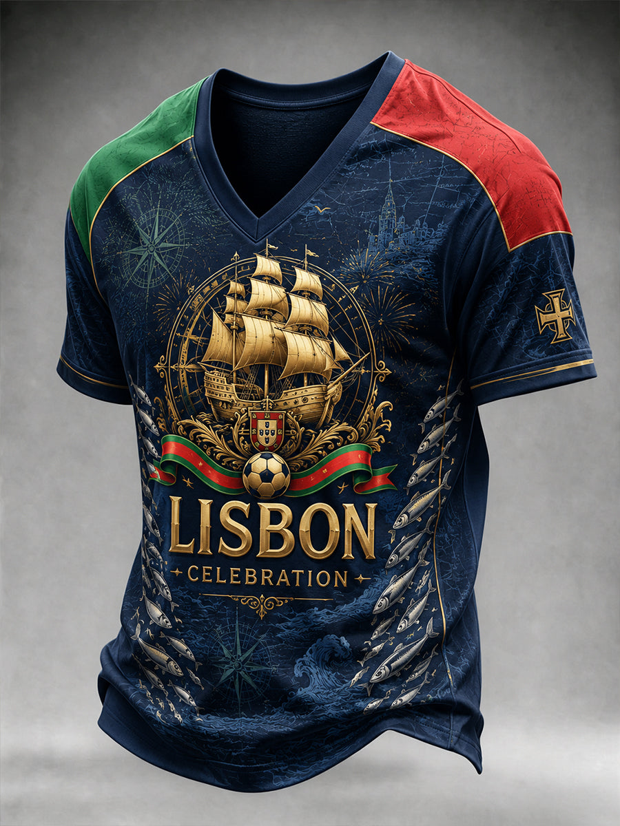 Camisa de Manga Curta de Portugal para o Dia de Santo Antônio Masculina