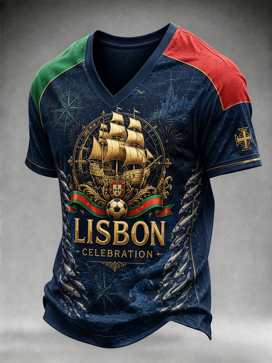 Camisa de Manga Curta de Portugal para o Dia de Santo Antônio Masculina
