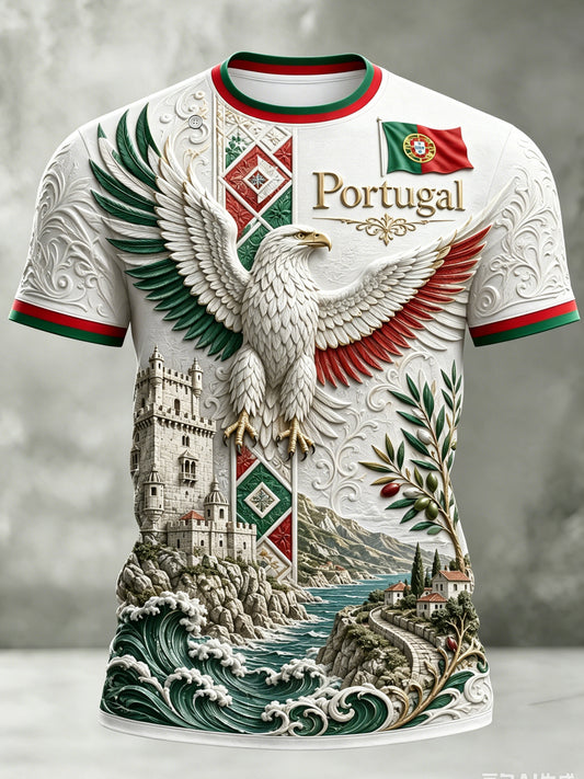 Men's Portugal Football Match Cheering Art Print T-shirt