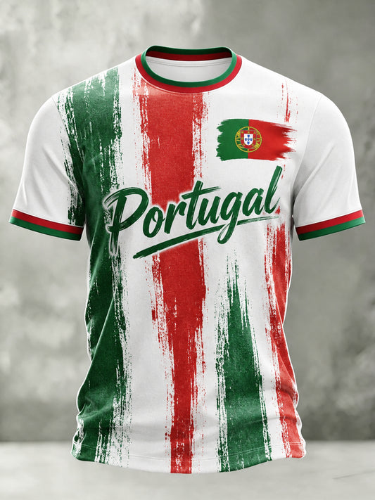 Camiseta com estampa artística de torcida para jogos de futebol da seleção portuguesa masculina