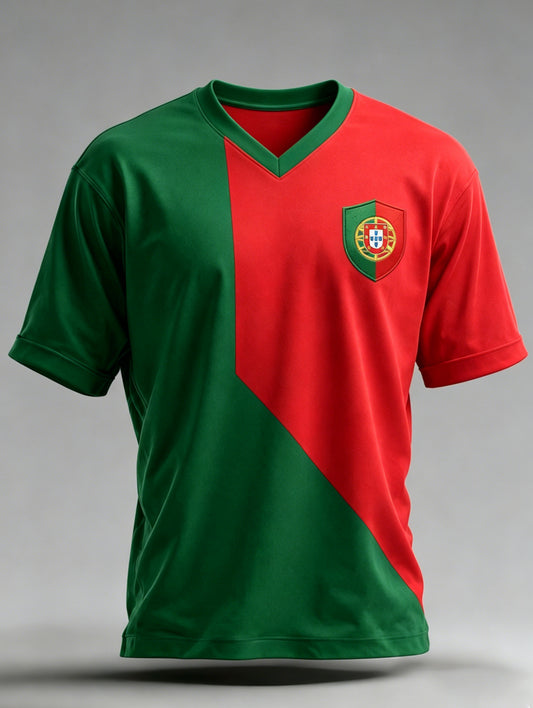 Camiseta com estampa artística de torcida para jogos de futebol da seleção portuguesa masculina