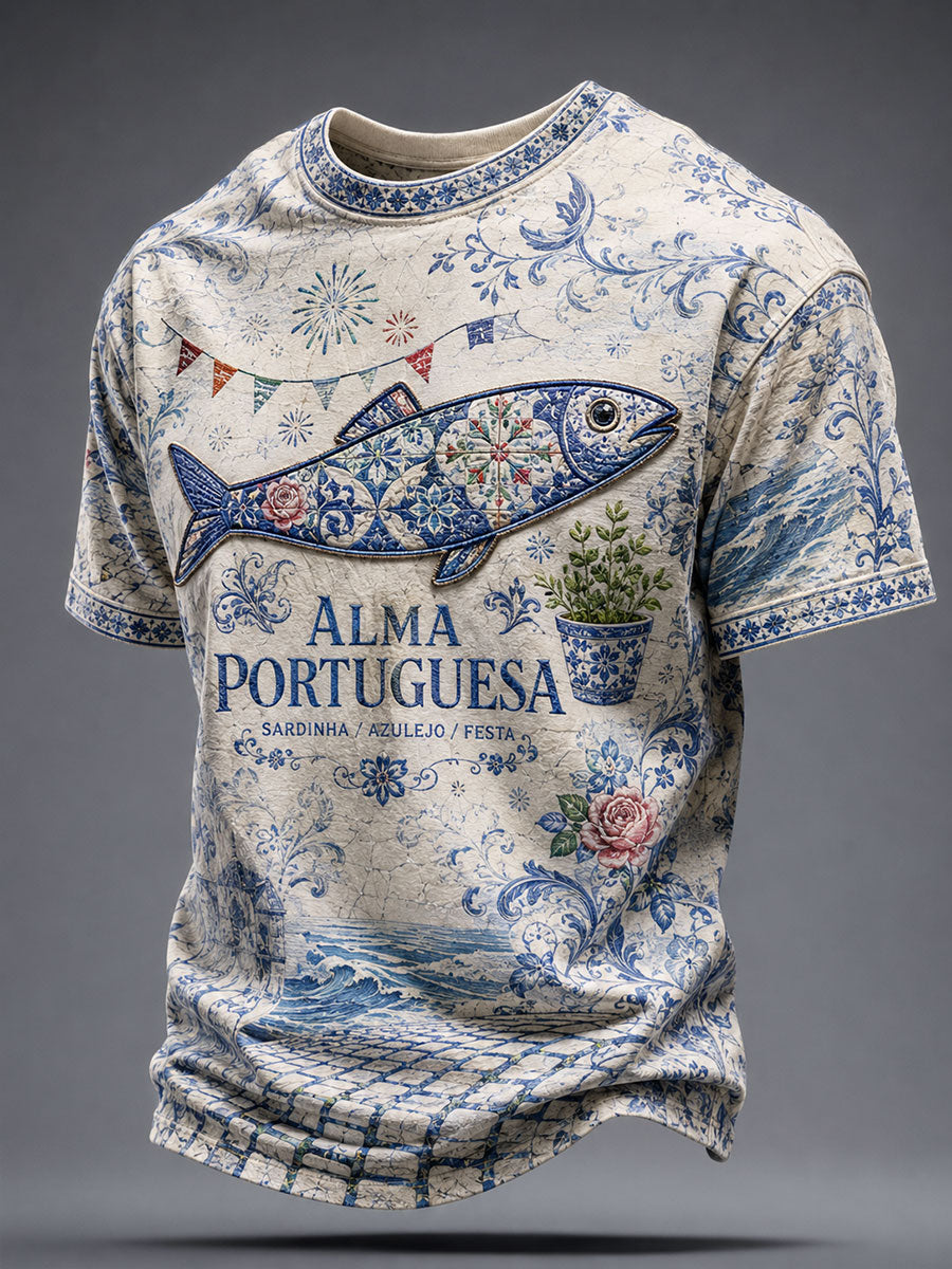 Camiseta estampada com arte do Festival dos Santos Populares masculino