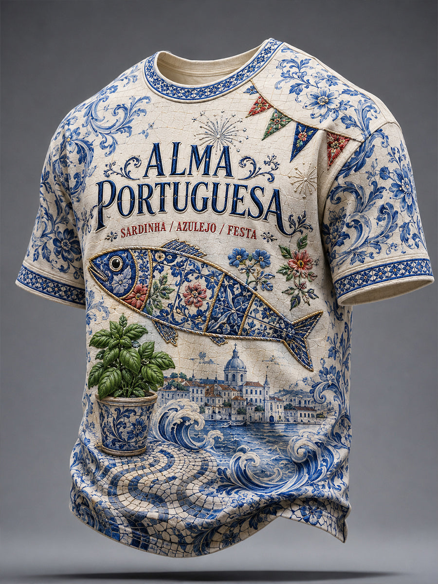 Camiseta estampada com arte do Festival dos Santos Populares masculino