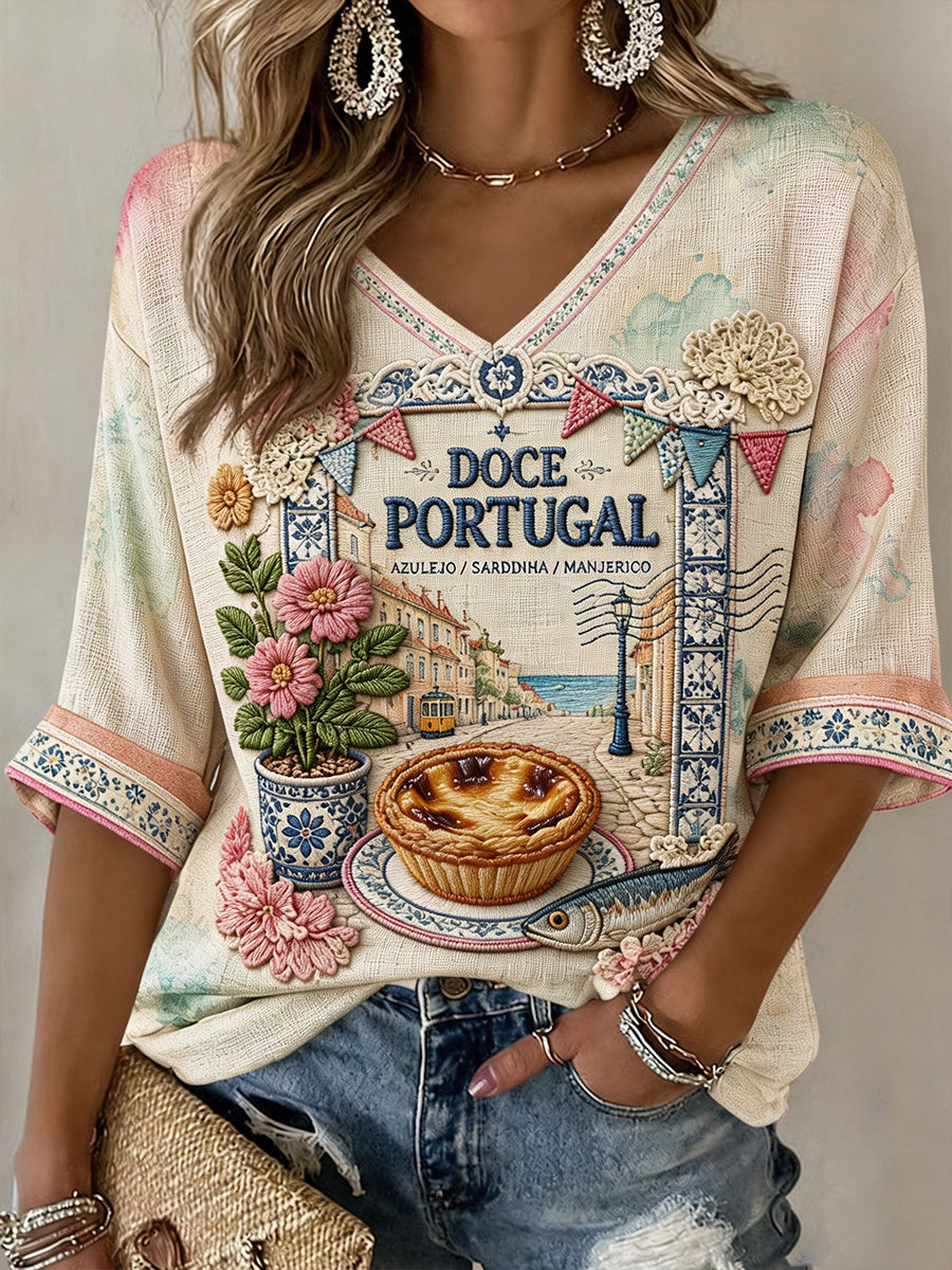 Blusas de Linho Estampadas com Arte do Festival das Mulheres dos Santos Populares