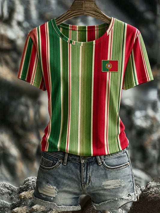 Camiseta com estampa de arte fã do futebol feminino de Portugal