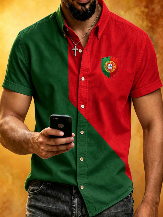 Camisa de manga curta masculina Portugal Football Fan Art Print