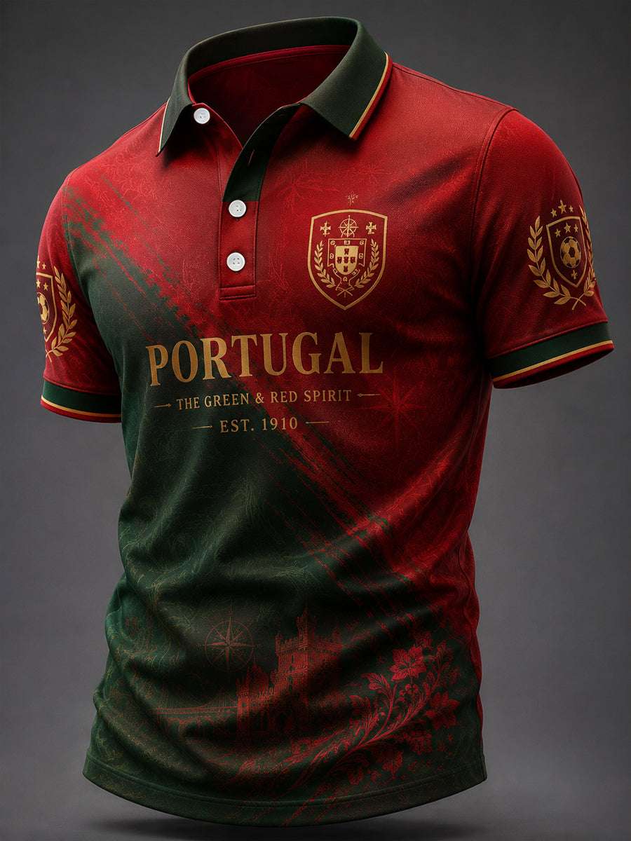 Blusa casual masculina com estampa de futebol português