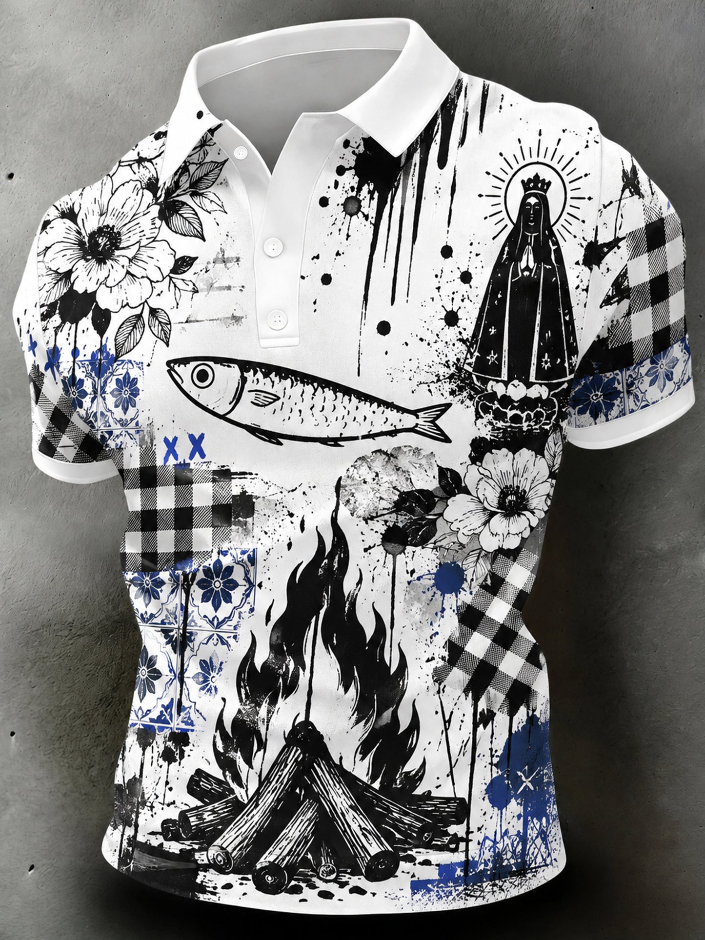 Arte Comemorativa do Dia de Santo António Masculino Português-Polo Print