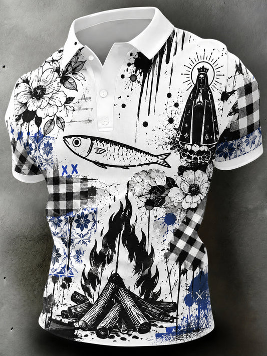 Arte Comemorativa do Dia de Santo António Masculino Português-Polo Print