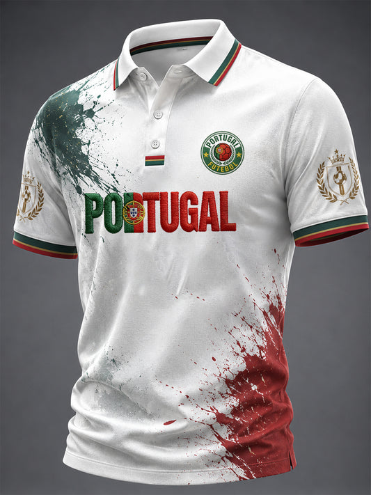 Blusa casual masculina com estampa de futebol português