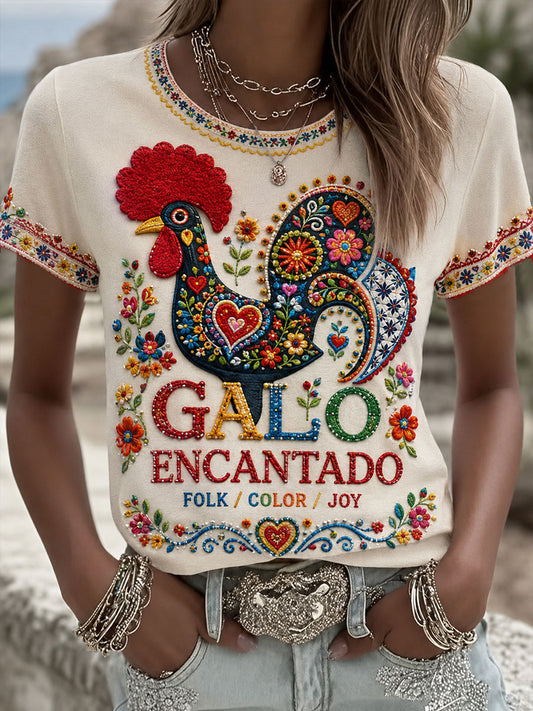 Camiseta estampada com arte do Festival das Mulheres dos Santos Populares de Portugal
