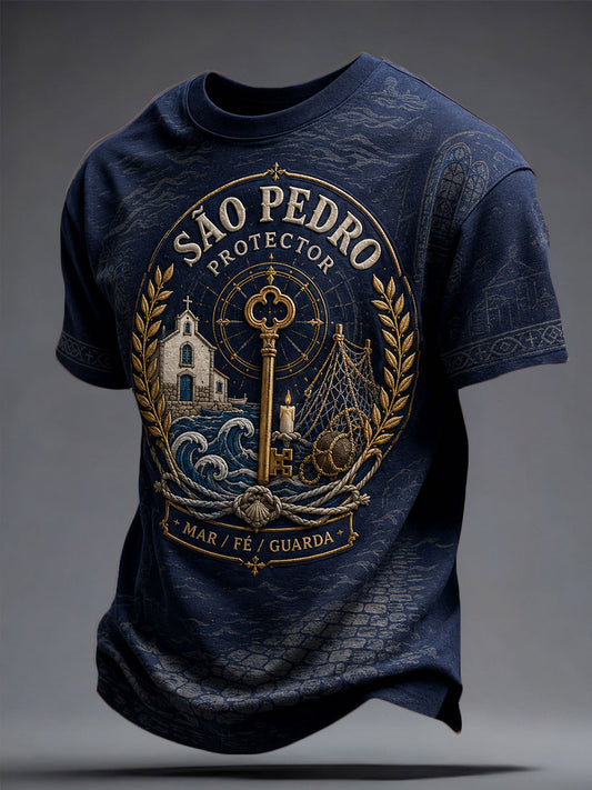Camiseta estampada com arte do Festival dos Santos Populares de Portugal para homens