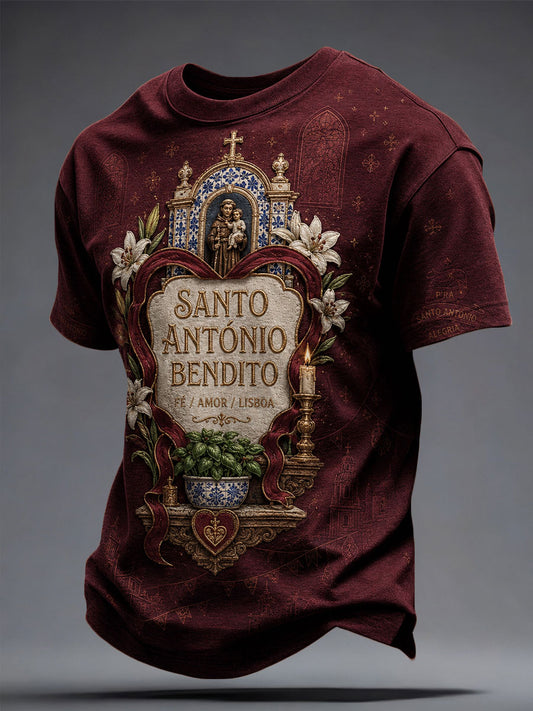 Camiseta estampada com arte do Festival dos Santos Populares de Portugal para homens