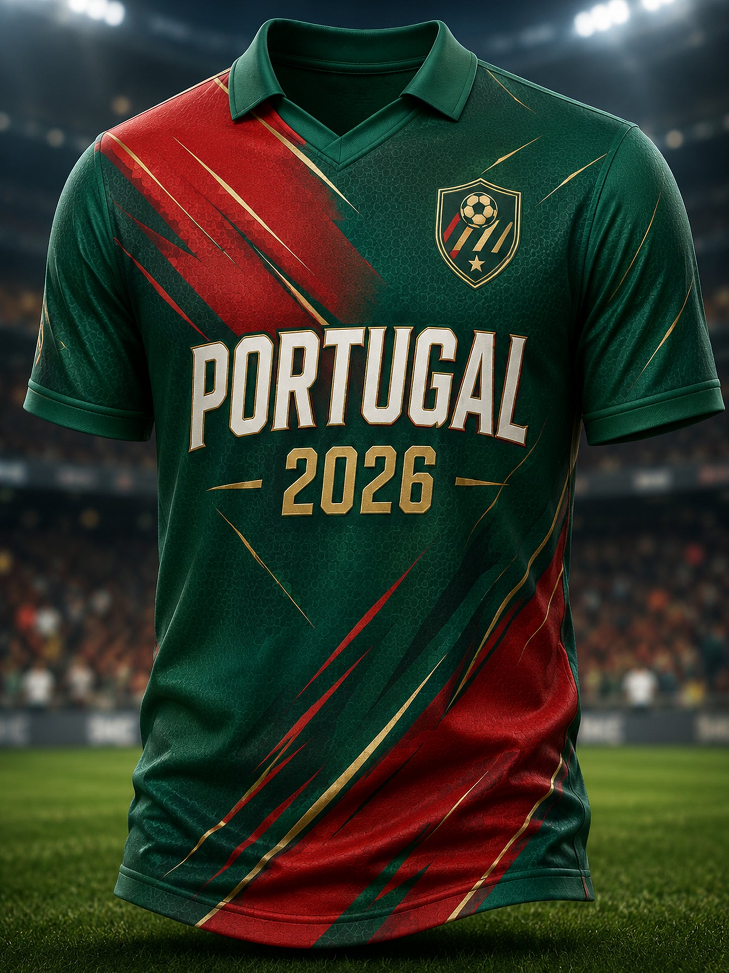Futebol masculino Portugal fã Art Print V-Neck Top