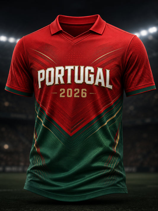 Futebol masculino Portugal fã Art Print V-Neck Top