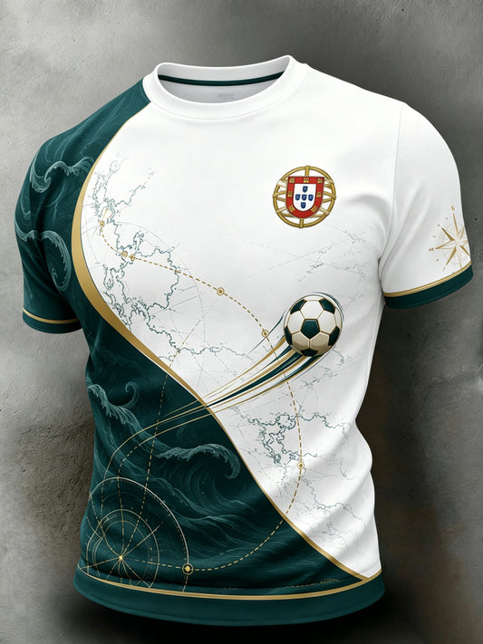 Camiseta com estampa de arte para fãs de futebol de Portugal, masculina