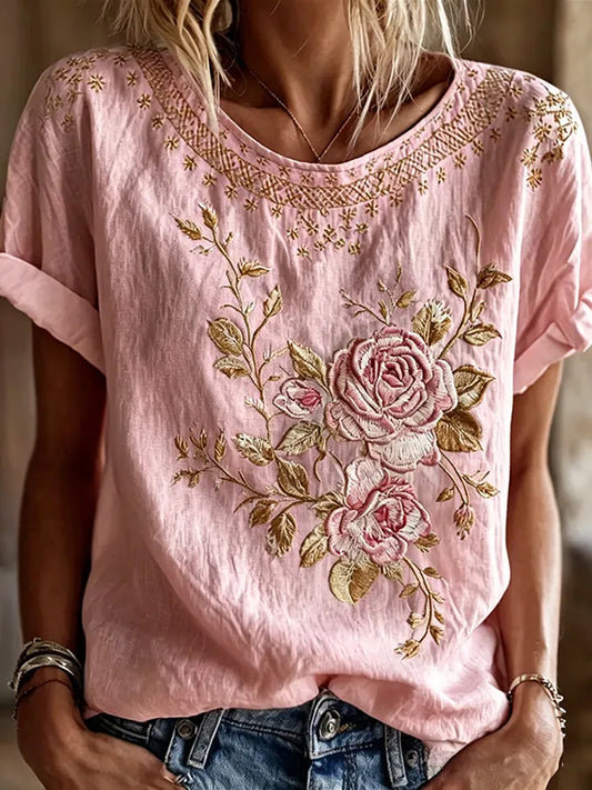 Câncer de mama feminino rosa flores imprimir camiseta casual