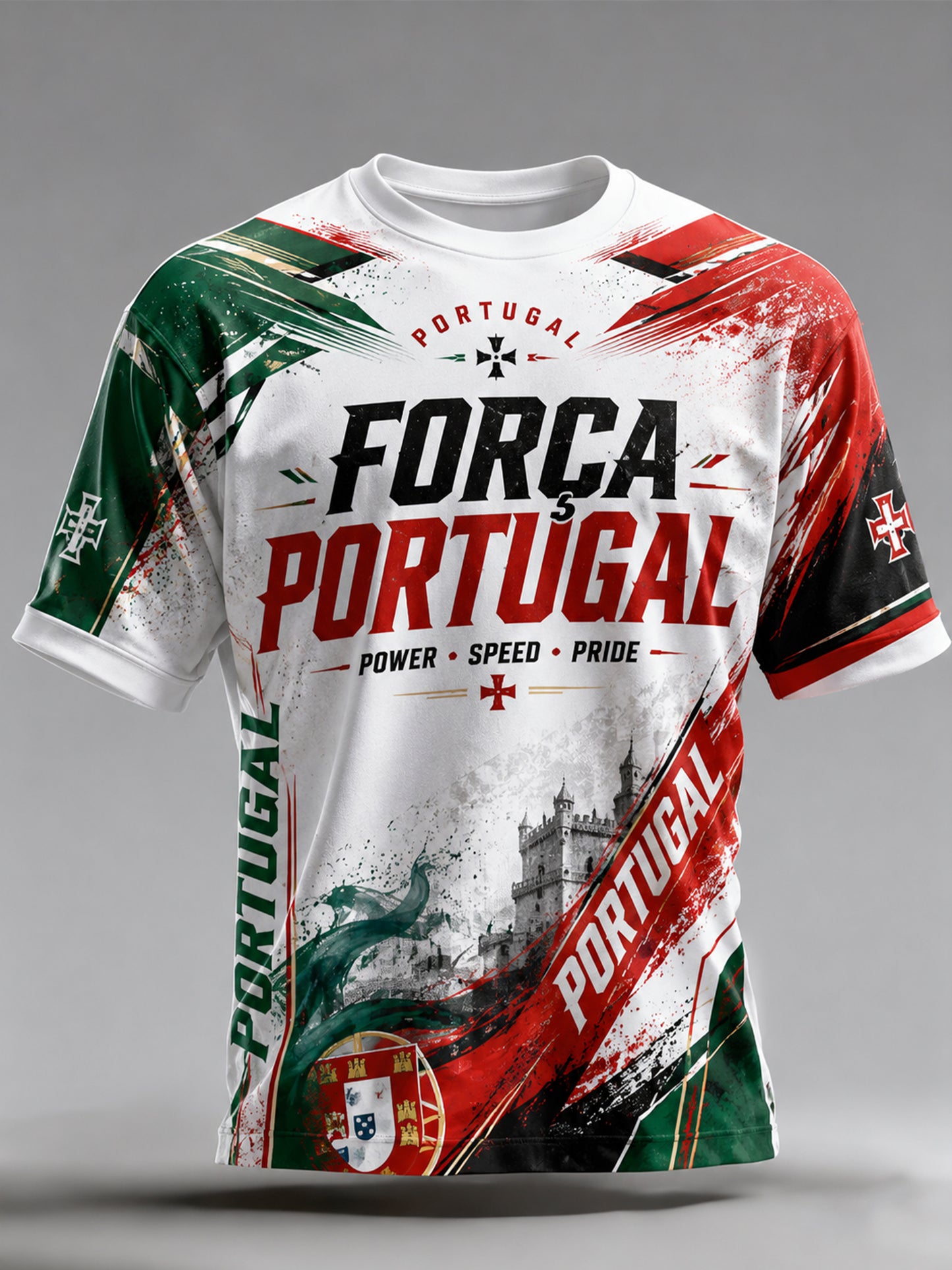 Portugal Futebol Cheerleading Ocean-Themed T-shirt Art Print masculino