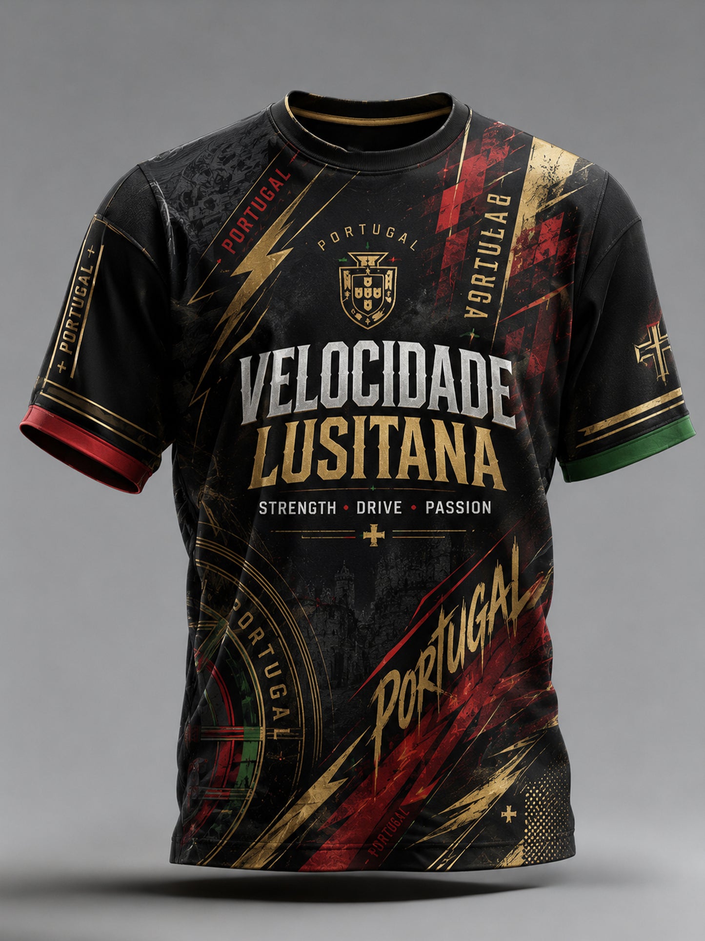 Camiseta com estampa artística temática do oceano para torcida de futebol da seleção portuguesa masculina
