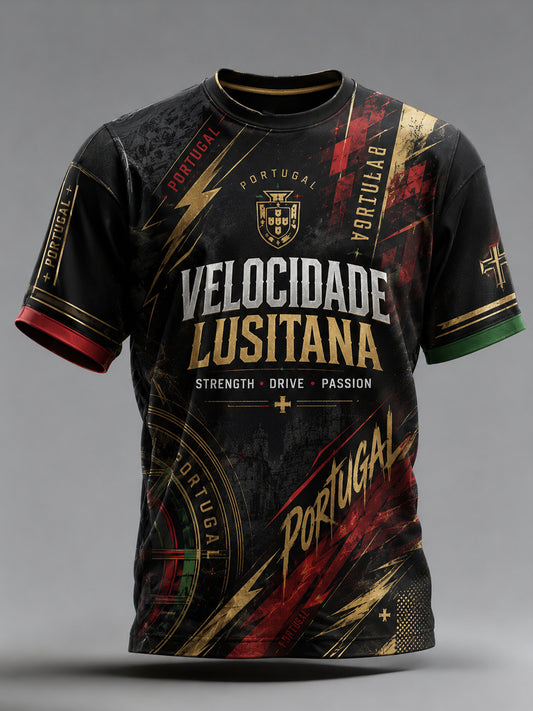 Camiseta com estampa artística temática do oceano para torcida de futebol da seleção portuguesa masculina