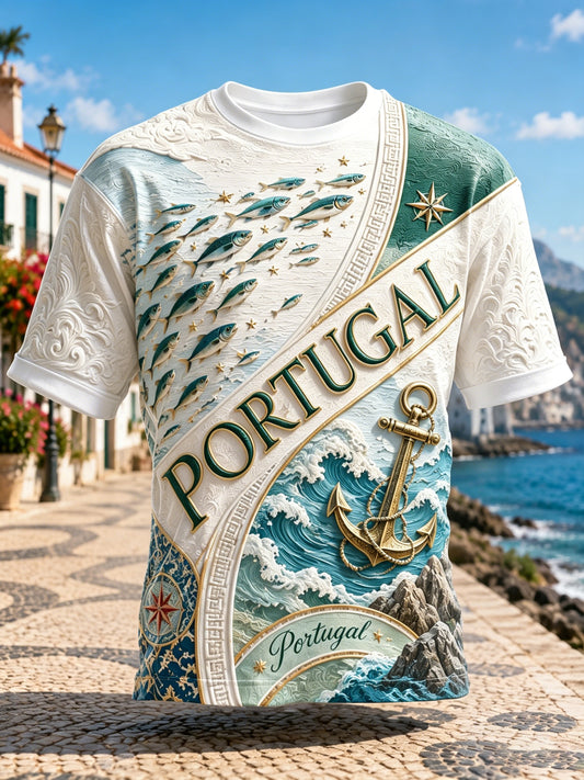 Portugal Futebol Cheerleading masculino em relevo Textured Art Print T-shirt