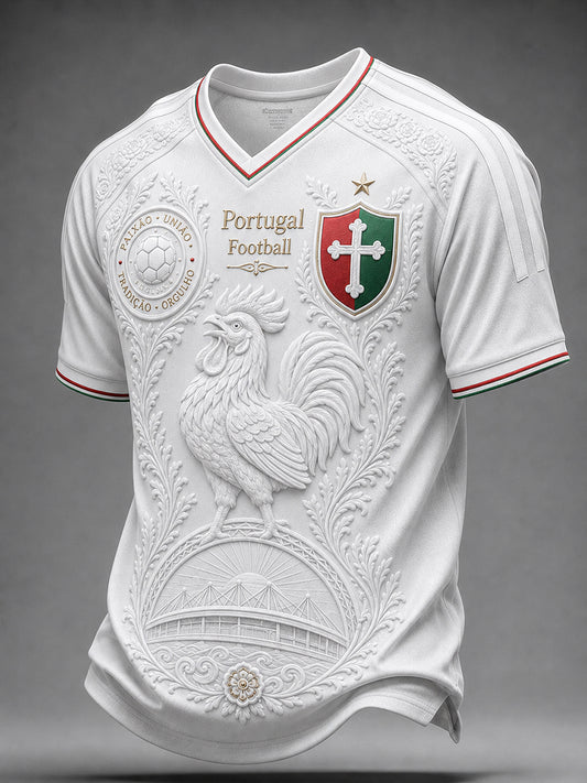 Futebol Português Retro Fã Art Print Casual T-Shirt