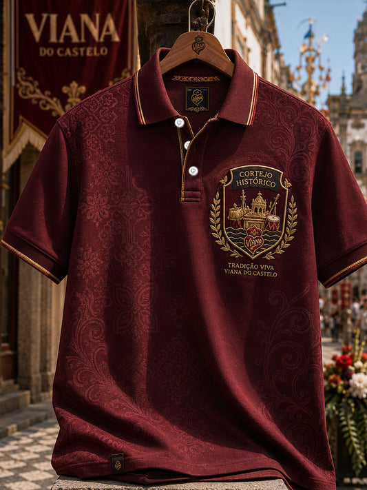 Camisas Casuais Estampadas com Arte das Festas de Agonia de Portugal para Homens