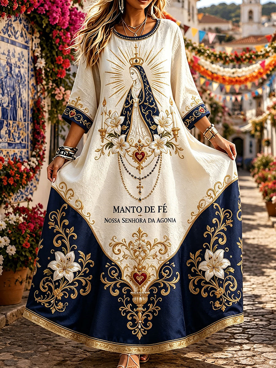 Women's Portugal Festas d'Agonia Art Impresso Vestidos De Linho
