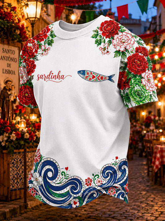 Camiseta com Estampa Artística Masculina do Dia de São Antônio em Português