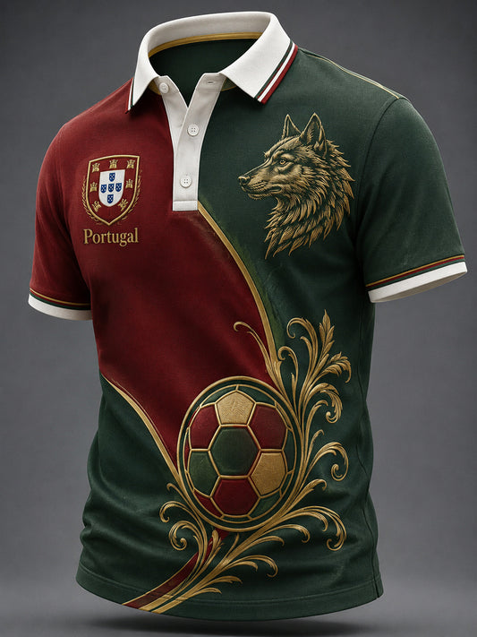 Blusa casual masculina com estampa de futebol português