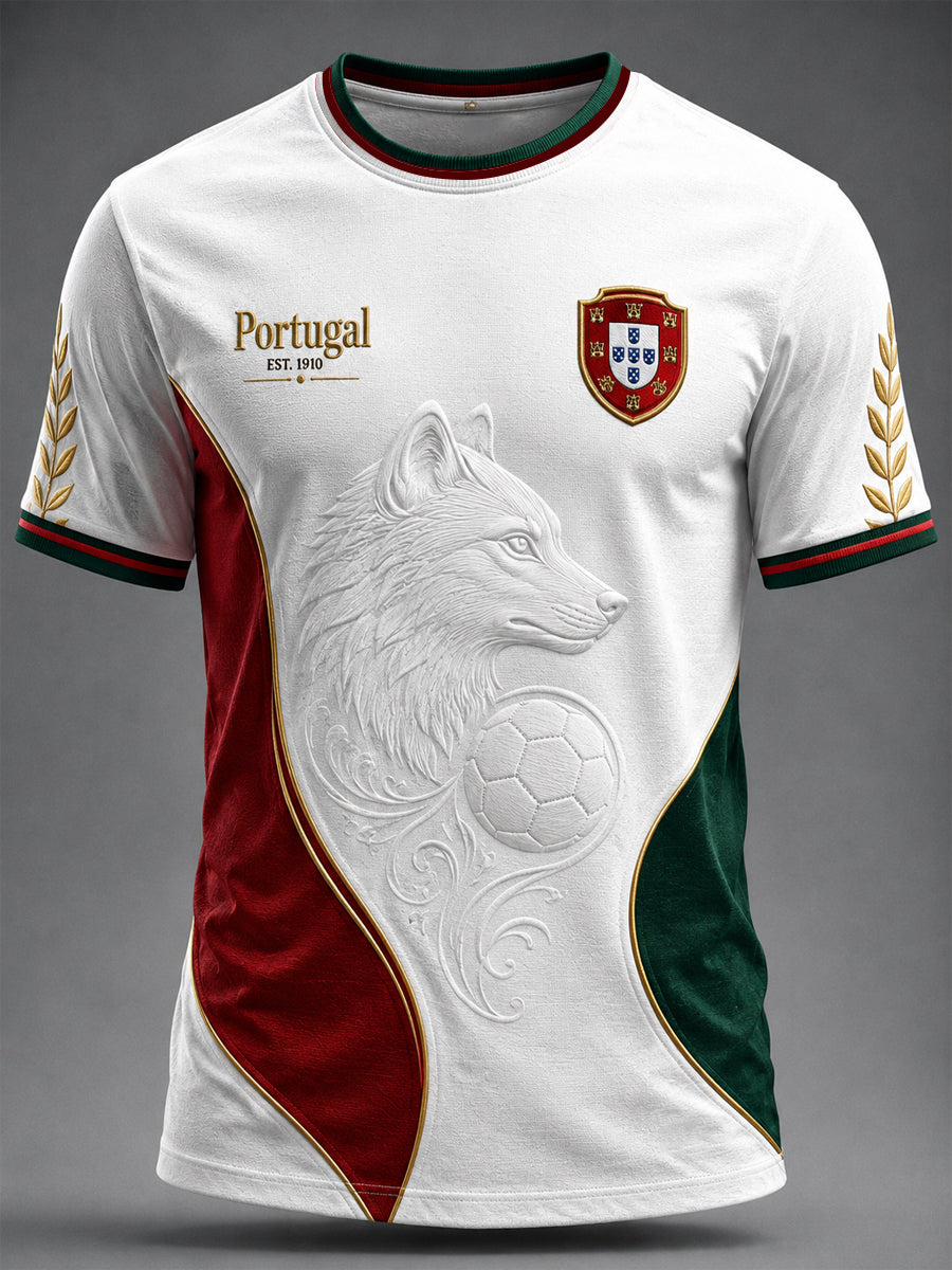Camiseta masculina estampada com futebol português