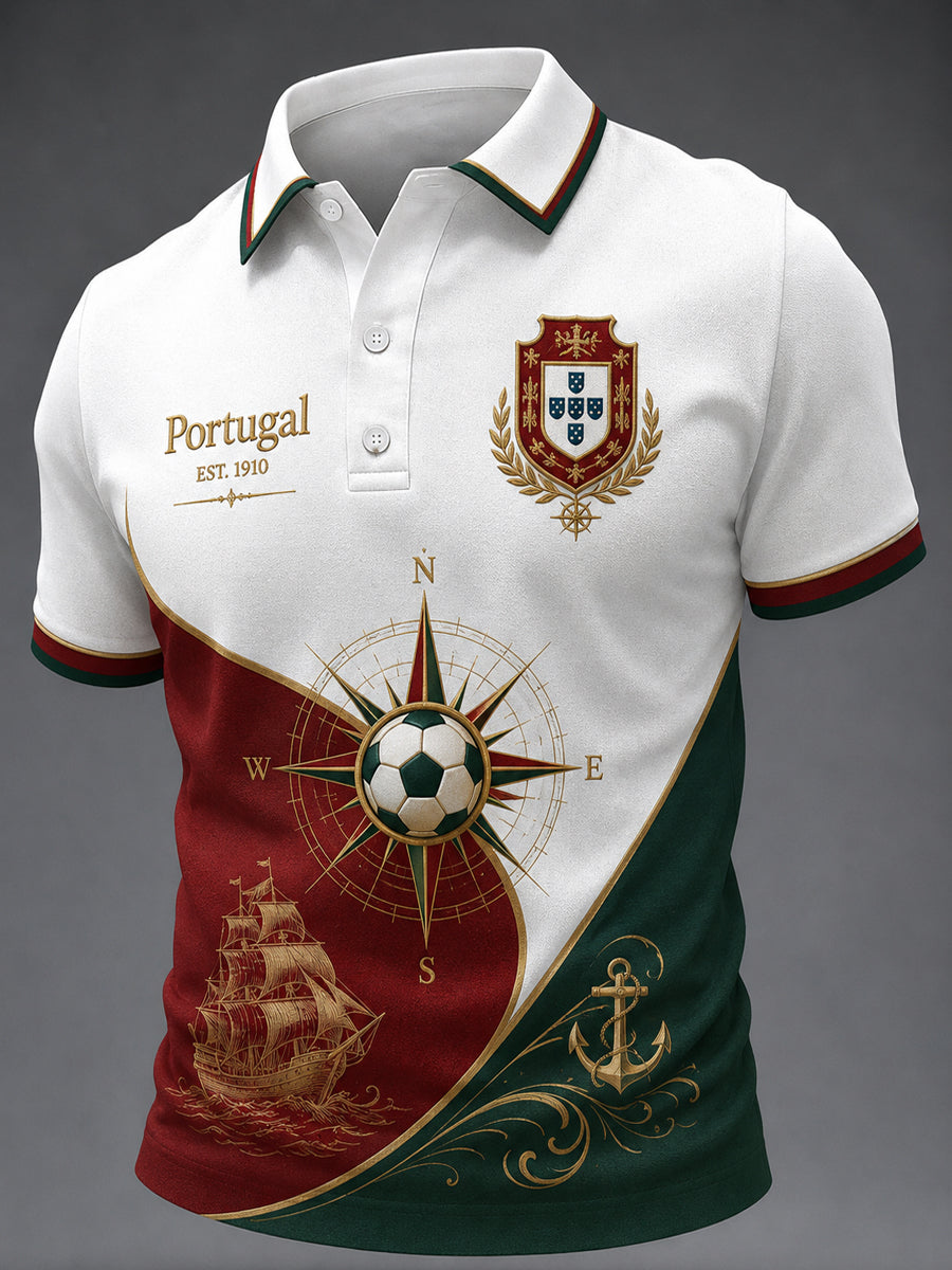 Blusa casual masculina com estampa de futebol português