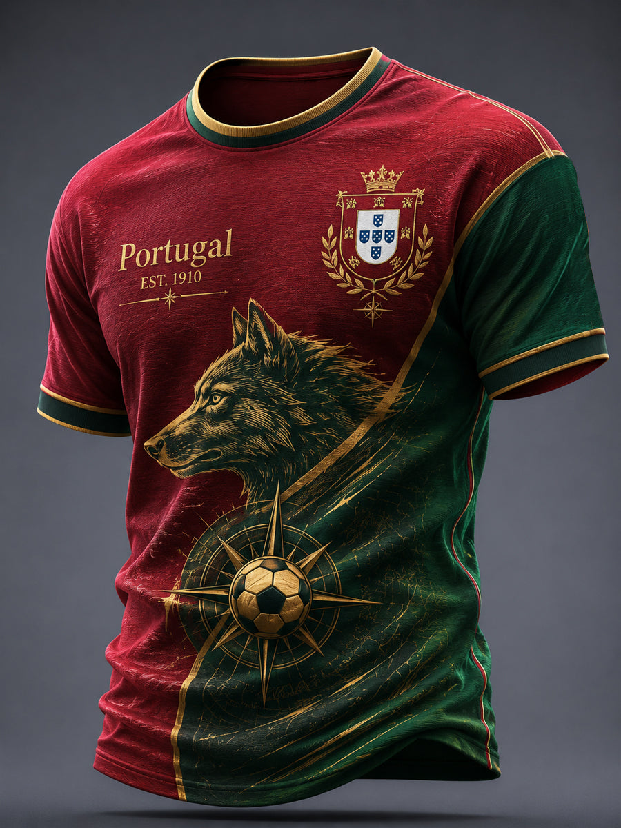 Camiseta masculina estampada com futebol português