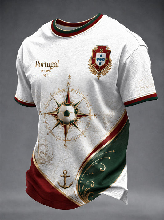 Camiseta masculina estampada com futebol português