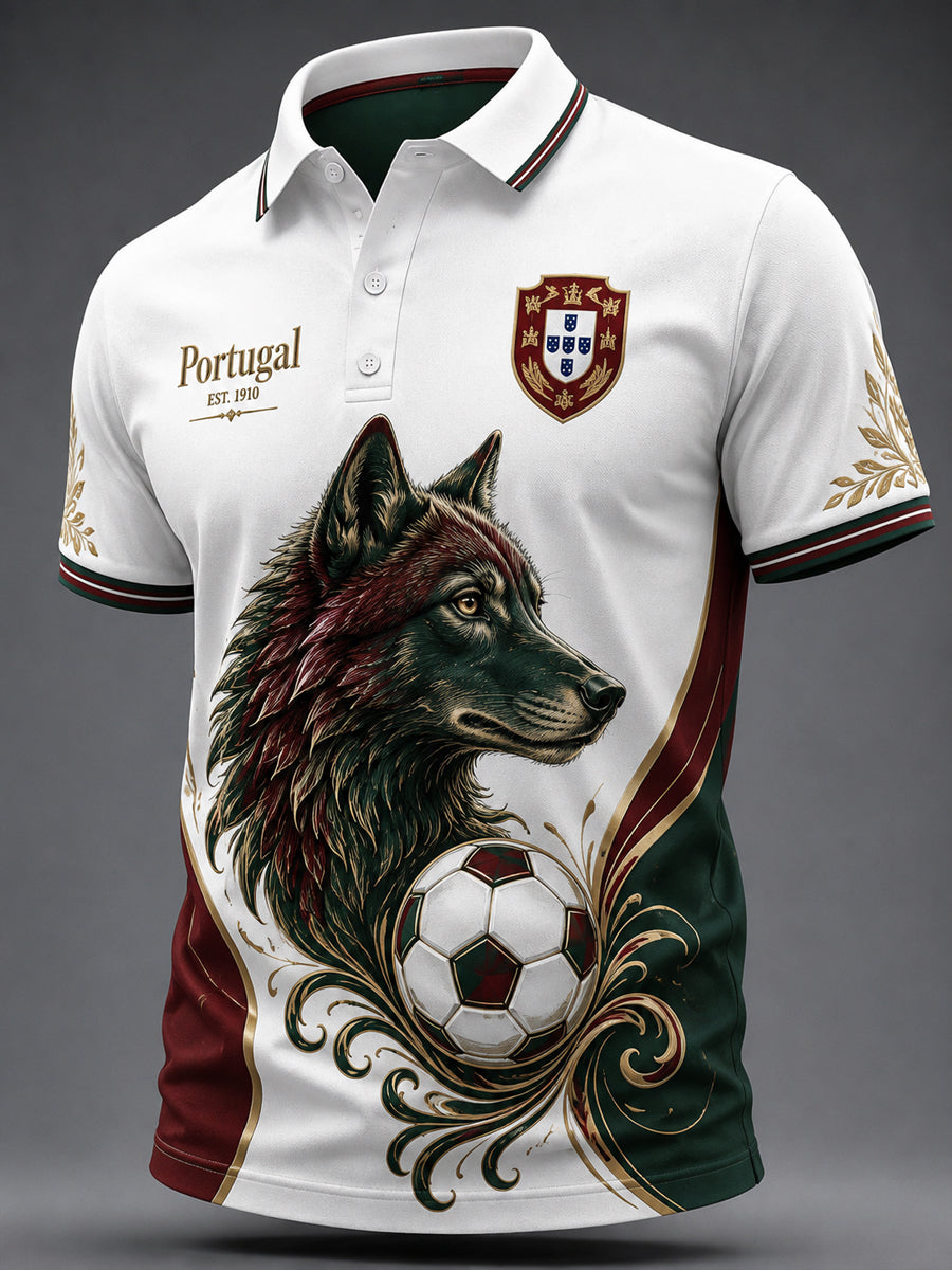 Blusa casual masculina com estampa de futebol português