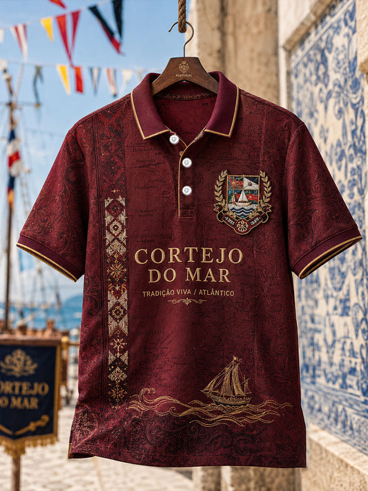Camisetas casuais estampadas com arte das Festas d’Agonia, Portugal, para homens
