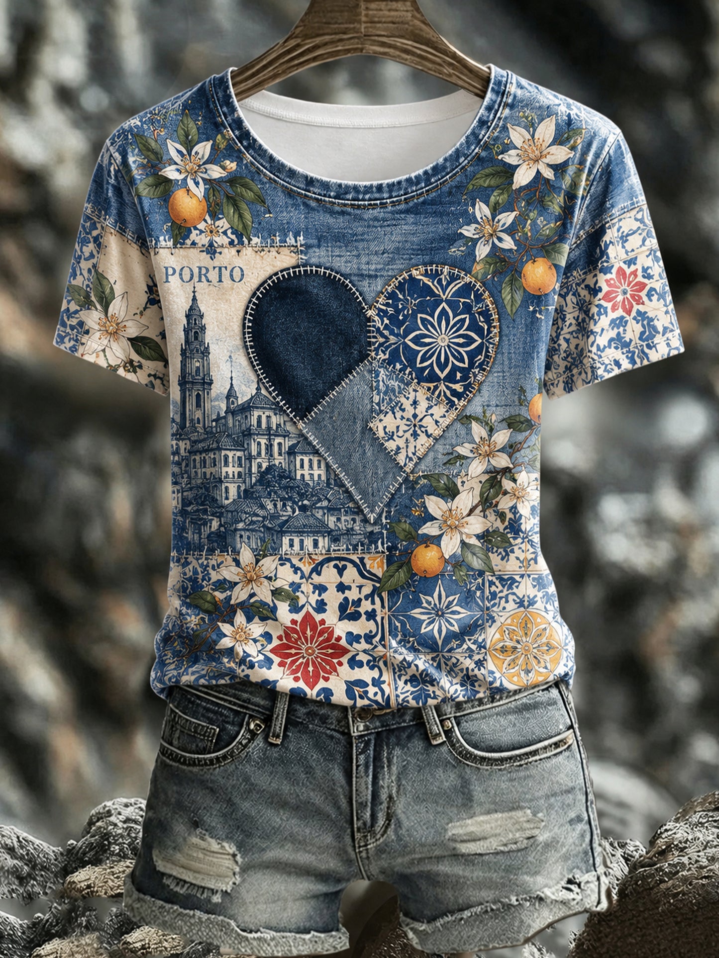 Camiseta com estampa artística comemorativa do Dia da Mulher Portuguesa em San Antonio
