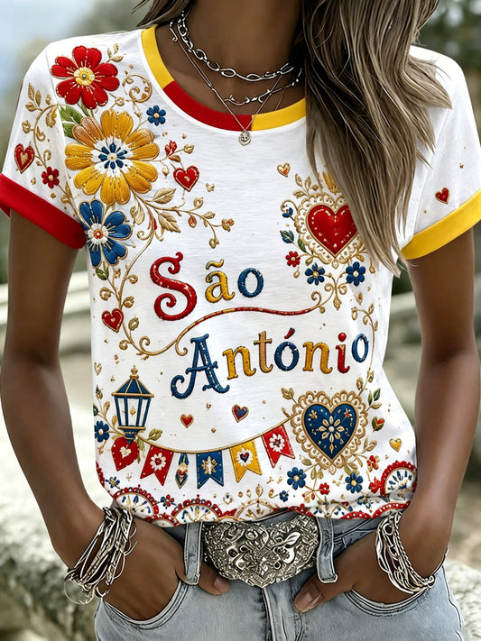 Arte Comemorativa do Dia de San Antonio das Mulheres Portuguesa Imprimir T-shirt