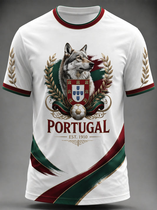 Camiseta masculina estampada com futebol português