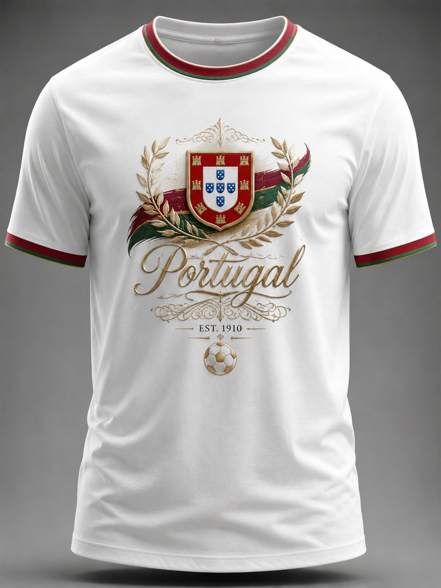 Camiseta masculina estampada com futebol português