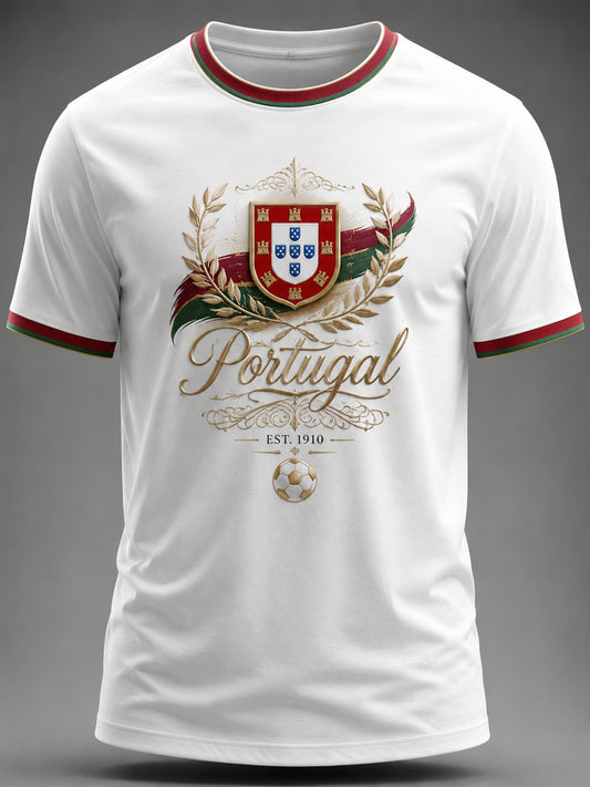 Camiseta masculina estampada com futebol português