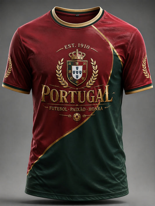 Camiseta masculina estampada com futebol português