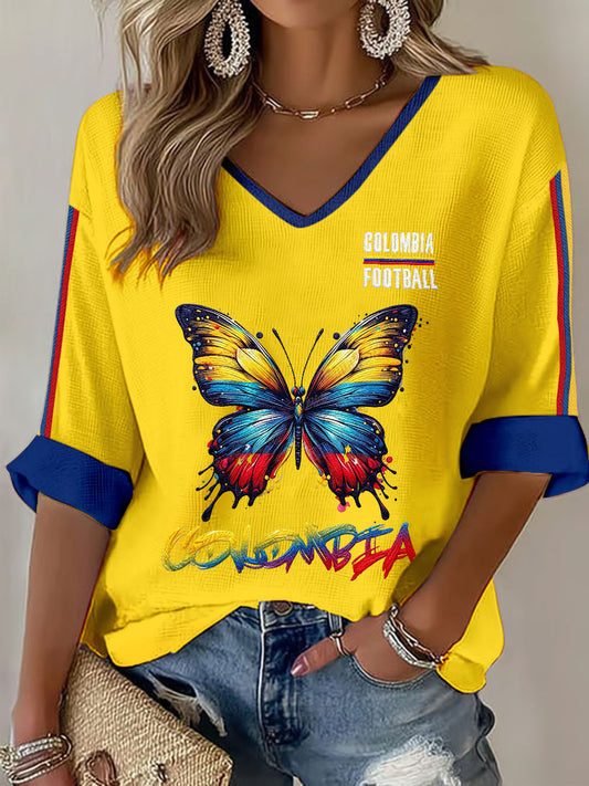Camisetas de Futebol Colombiano Feminino Casual