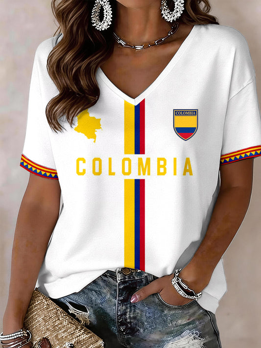 Camiseta Colombia V-Neck Feminina