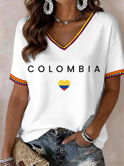 Camiseta Colombia V-Neck Feminina