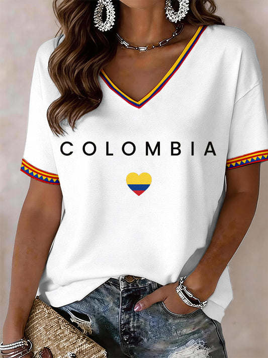 Camiseta Colombia V-Neck Feminina