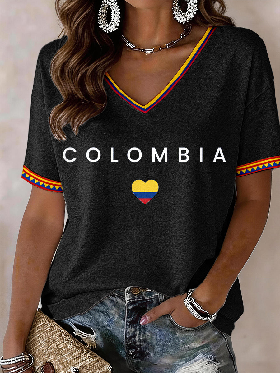 Camiseta Colombia V-Neck Feminina