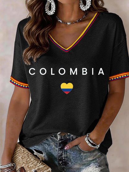 Camiseta Colombia V-Neck Feminina