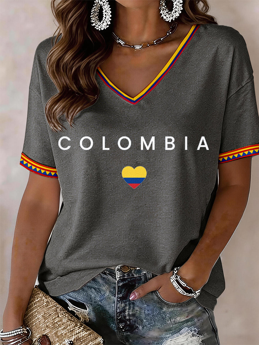 Camiseta Colombia V-Neck Feminina