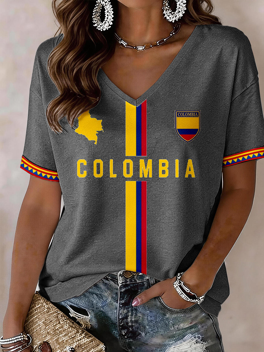 Camiseta Colombia V-Neck Feminina
